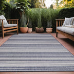 Stripe Outdoor Rug 10x14 Washable Outside Carpet for Indoor Patio Porch Waterproof Easy Cleaning Non Shedding Area Rugs Blue 10 x 14