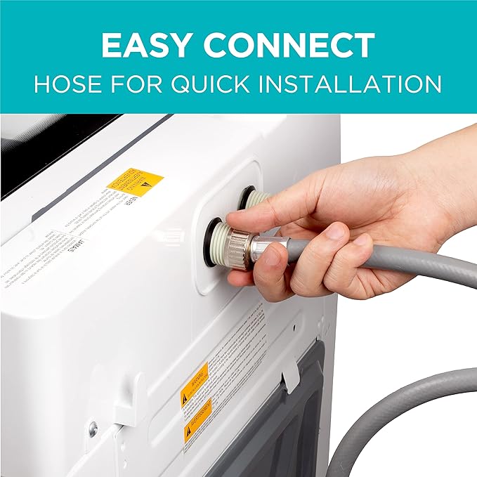 BLACK+DECKER 3.0 Cu. Ft. Portable Washer, 26.5 lb. Capacity Washing Machine, 6 Cycles, Quick Connect Sink Adapter and Drain Hose Included, Transparent Lid & LED Display, BPW30MW, White