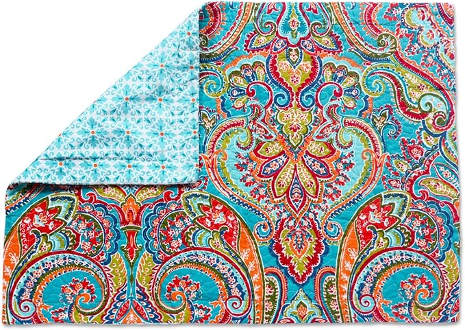 NEWLAKE Quilted Cotton Bed Pillowcases, European Gorgeous Floral Pattern, 2 Pieces, 20x27 Inch