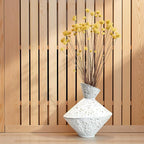 Cast Iron Decorative Vase, Dried Flower Rustic Vases, Wabi Sabi Vase for Modern Home Decor, Living Room, Shelf Decor, Enterway, Wedding, Office, Table, Bedroom, Kitchen, 8.86" H (White)