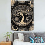 Lunerfex Tree of Life Tapestry Starry Sky Wall Tapestry, Vintage Tapestries for Bedroom Ceiling Tapestries Wall Hanging for Bedroom Living Room Decor Tree-3 60"x80"