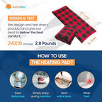 SunnyBay Extra Large Microwave Heating Pad, Microwavable Heavy Weighted Full Body Moist Hot or Cold Pack and Washable Fleece Cover, 10x24 Inches, 2.8 lbs, Made in USA, (Buffalo)