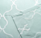 MIUCO Moroccan Embroidered Semi Sheer Curtains Linen Look Grommet Panels for Bedroom 52 x 95 Inch 2 Panels, Subtle Green