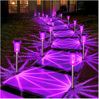 DenicMic Halloween Solar Lights Outdoor 10 Pack Purple LED Waterproof Yard Garden Patio Backyard Pathway Walkway Landscape Path Lawn Outside Halloween Decorations Outdoor