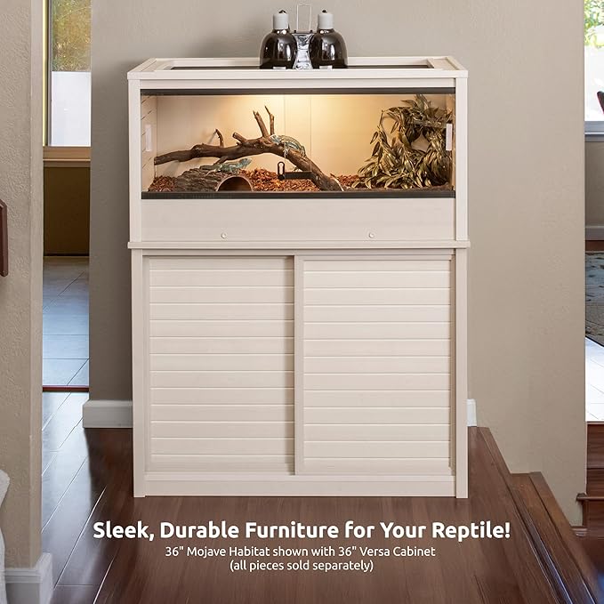 New Age Pet ECOFLEX 36" Mojave Reptile Lounge -Durable Wood Plastic Composite Habitat with Ventilation, Removable Glass Doors & Lock, Easy Assembly, for Tortoises, Snakes, Iguanas