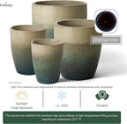 Emissary Bullet 18 in. Bayside Green Ceramic Round Planter (18 in. L x 18 in. W x 21 in. H) with Drainage Hole