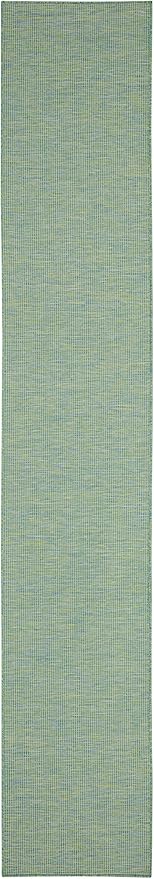 Nourison Home Positano 10' Runner Blue Green Fabric Modern Area Rug (10' Runner)