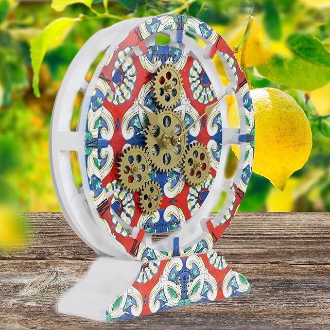 The Gears Clock Wall Clock Italy Collection with Moving Gears (Furore, 10 inch Round)