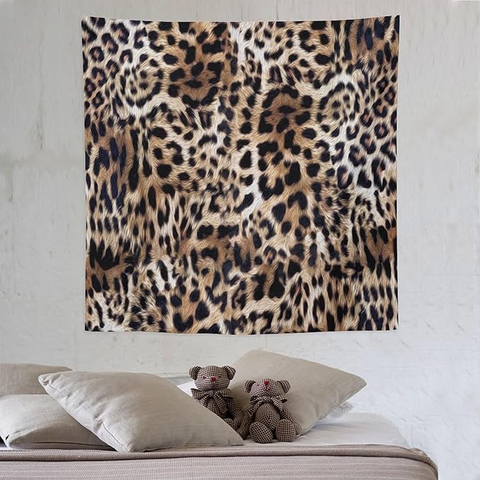 HZOHNAGO Leopard Print Tapestry Nature Wildlife Vintage Cheetah Fur Spot Animal Skin Wild Animals Spots Printed Wall Tapestry Painting Wall Hanging for Bedroom Living Room Dorm 60" W x 60" H