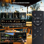 190FT Remote Controlled Outdoor String Lights Patio String Lights for Outside, 60+3 Shatterproof S14 Warm Lights String Outdoor for Bistro Café Gazebo Backyard, Linkable, 2 Pack
