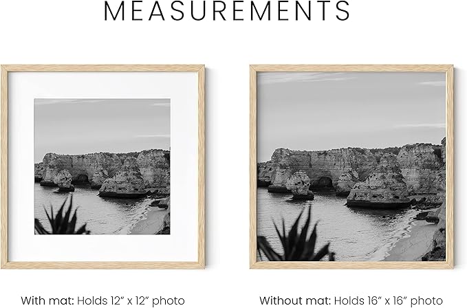 HAUS AND HUES Square Frames 16x16 Set of 9 - Picture Gallery Wall Frame Set, 16x16 Frames for Posters, 16 x 16 Picture Frames, Painting 16 x 16 Frames, 9 Square Gallery Wall Set (Beige Oak Frames)