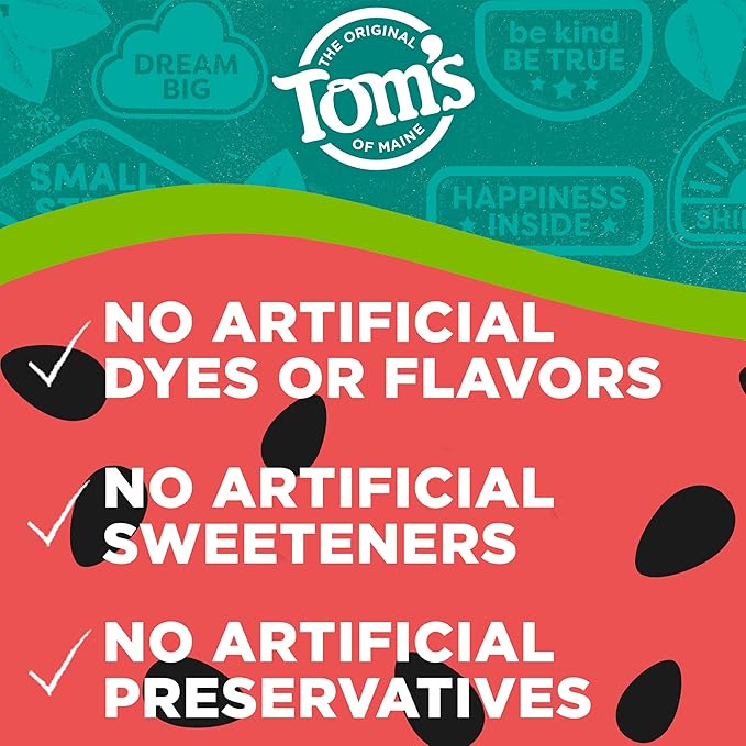 Tom’s of Maine Watermelon Wiggle Kids Toothpaste with Fluoride, Kids Natural Toothpaste, For Children Ages 2 and Up, Helps Prevent Cavities, 5.1 Oz 3 Pack