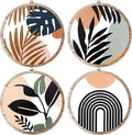 Qunclay 4 Pieces Boho Wall Art Wooden Bohemian Wall Decor Hanging Art Nursery Decor Farmhouse Geometric Hanging 10 Inch Aesthetic Wood Minimalist for Apartment Bedroom(Elegant)