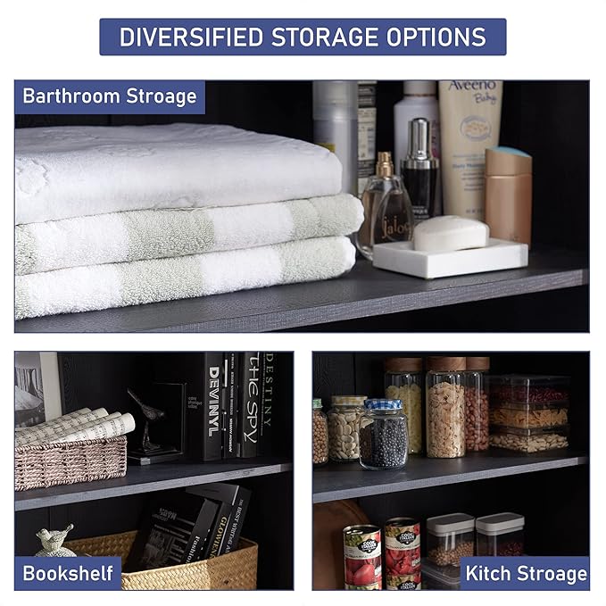 Farmhouse Kitchen Pantry Cabinet - 72" Tall Large Wood Kitchen Storage Cabinets with Adjustable Shelves & 2 Barn Doors & Drawer, Versatile Storage for Dining Room, Bathroom, Living Room, Antique Black