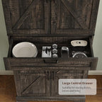 72'' Kitchen Storage Pantry Cabinet, Tall Storage Cabinet with 8 Door Shelves, 2 Cabinets and 1 Drawer, Freestanding Cupboard for Kitchen, Dining Room, Bathroom, Laundry, Living Room, Dark Rustic Oak