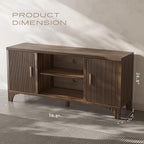 Tall Mid Century Modern TV Stand for 55/65 Inches Television, TV Console with Fluted Doors and Storage, Entertainment Center for Living Room and Bedroom, Dark Brown