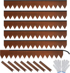 Worth Garden 6-Pack Cor-Ten Steel Landscape Edging with Black Protection Strips - Rust Patina Finish 40" L x 5.5" H (20Ft Total) - Hammer-in 14-Gauge Metal Corten Lawn Yard Edging Border w/ 7 Clips