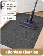 Color&Geometry Front Door Mat Indoor 26"x47", Rugs for Entryway, Non Slip Washable Low-Profile Inside, Entry Mat Entry Rug Door Mat Indoor Entrance, Grey (Rolled-up NO Creases)
