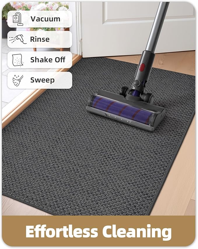 Color&Geometry Front Door Mat Indoor 26"x47", Rugs for Entryway, Non Slip Washable Low-Profile Inside, Entry Mat Entry Rug Door Mat Indoor Entrance, Grey (Rolled-up NO Creases)