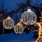 Tangkula Christmas LED Light Balls for Tree (3 Pack), Outside Lighted Sphere with 180 Warm White & 180 Cold White Lights, Holiday Lighted Decorations, Christmas Sphere Balls for Indoor Outdoor Decor