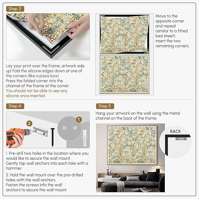 SIGNWIN 60"x72" Extra Large Framed Wall Art Vintage Botanical Floral with Golden and Teal Leaves, Elegant Nature Illustration for Home Living Room Bedroom Decor (Frame Assembly Required)