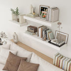 White Floating Shelves for Wall - 48 Inch Wide x 12 Inch Deep Wall Shelves Set of 1 - Rustic Wood Shelves for Living Room, Bathroom, Laundry Room, Bedroom, Kitchen, Home Office
