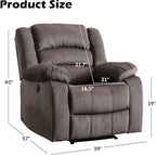 EBELLO Classic Power Recliner Chair, Oversized Electric Reclining Chair with Overstuffed Cushion and Back, Soft Fabric Adults Single Recliner Sofa for Living Room, Set of 2 Brown