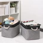 Bidtakay Fabric Storage Baskets with Handles [2-Pack] Large Canvas Organizer 16" X 11.8" X 11.8" Foldable Tall Baskets Rectangular Gift Basket Decorative Storage Bins for Closet, Home(Black&Grey)