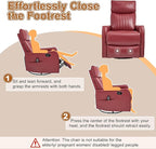 Manual Swivel Rocker Recliner Chair for Adults, Overstuffed Reclining Glider Chair for Nursing with Vibration Massage & Heat, Living Room Rocking Recliner 2-Stage backrest, Faux Leather Red