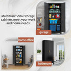 Kitchen Pantry Storage Cabinet with Doors and Adjustable Shelves, Metal ClosetMaid Food Pantry Cabinets, 75" Tall Freestanding Cupboard for Kitchen, Laundry or Utility Room, Black