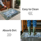 Door Mat Welcome Mat, Heavy Duty Door Mat 23.6 x 35.4 Inch Front Door Mat Rug Doormat for Outdoor Entrance Home Non-Slip Rubber Rug for Front Door, Outside, Entryway, Patio (Blue Welcome)