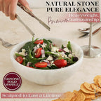 Gusto Nostro 8" Luxury White Marble Decorative Bowl for Coffee Table - Elegant Modern Fruit Bowl for Kitchen Counter - Heavy Stone Entryway Catch all for Keys, Jewelry, Potpourri Holder - Medium Size