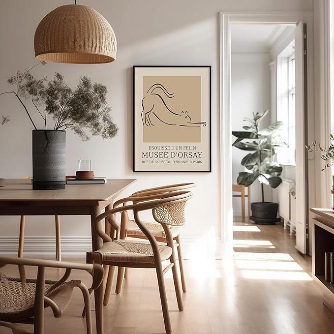 Poster Master Vintage Poster - Retro Cat Print - Line Drawing Art - Sketch Art - Gift for Boys, Girls & Animal Lover - Cute Decor for Bedroom, Kid's Room or Nursery - 16x20 UNFRAMED Wall Art