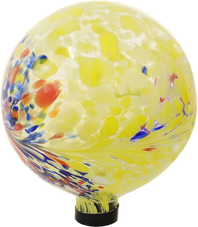 Sunnydaze 10-Inch Gazing Ball for Garden - Glass Gazing Globe for Outside - Garden Orb Yard Decor - Bright Summer Burst