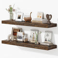 Dreamland 40 Inches Floating Shelves for Wall, 9.3" Deep Long Floating Shelves Set of 2, Large Display & Storage Shelf, Wall Shelf for Bathroom Bedroom Living Room Kitchen Office, Rustic Brown