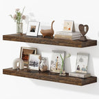 Dreamland 40 Inches Floating Shelves for Wall, 9.3" Deep Long Floating Shelves Set of 2, Large Display & Storage Shelf, Wall Shelf for Bathroom Bedroom Living Room Kitchen Office, Rustic Brown
