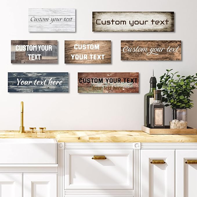 LZIMU Personalized Quotes Sign Wall Decor Custom Canvas Sign with Your Text Customized Gift for Rustic Kitchen Farmhouse Decor Framed (8"x32")