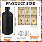 Uiifan 31 Pcs Halloween Potion Bottles Set Including Glass Apothecary Bottles with Cork Stickers and Pendants Halloween Decorations Indoor Party Supplies(Black,16 oz)