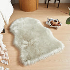 AMTOVO Faux Fur Rug, Light Grey Small Area Rug, Fluffy Sheepskin Rug, Fuzzy Ultra Soft 2 x 3 ft Shag Rugs for Bedroom Sofa Throw Cushion Room Decor, Sheepskin