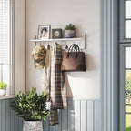 AMBIRD Wall Hooks with Shelf | Entryway Hanging Wood Coat Hooks | Wall-Mounted Rack with 5 Dual Hooks | Bathroom, Living Room, Bedroom (Modern).