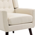 UIXE Accent Chair, Modern Upholstered Armchair in Fabric for Living Room, Comfy Club Arm Chairs Single Sofa Button Tufted Bedroom Reading Seat - White, Set of 1