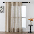 MYSKY HOME Cotton Curtains for Living Room Farmhouse Semi Sheer Light Filtering for Bedroom Windows, Linen Look Texture Soft Modern Decor Country Style, 100" x 84", Light Oatmeal, 1 Panel