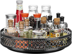 Ovicar Lazy Susan Turntable Organizer - 13 inch Rotating Spice Rack Metal Lazy Susan for Cabinet Pantry Kitchen Countertop Dining Table Cupboard Bathroom Vanity Refrigerator Black