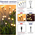 TONULAX Solar Garden Lights - New Upgraded Solar Swaying Light, Sway by Wind, Solar Outdoor Lights, Yard Patio Pathway Decoration, High Flexibility Iron Wire & Heavy Bulb Base, Warm White(2 Pack)