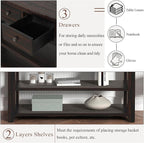 Farmhouse Wood Entryway Console Table 48-Inch Modern Sofa Entry Table with Drawers and Storage Shelves for Entrance Living Room (Black)