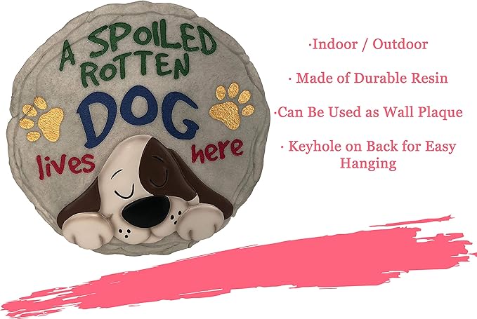 Spoontiques - Garden Décor - Spoiled Rotten Dog Stepping Stone - Decorative Stone for Garden