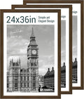 24x36 Poster Frame 3 Pack - Brown Woodgrain, Wood Picture Frame, Wall Gallery Frame - Wall Hanging