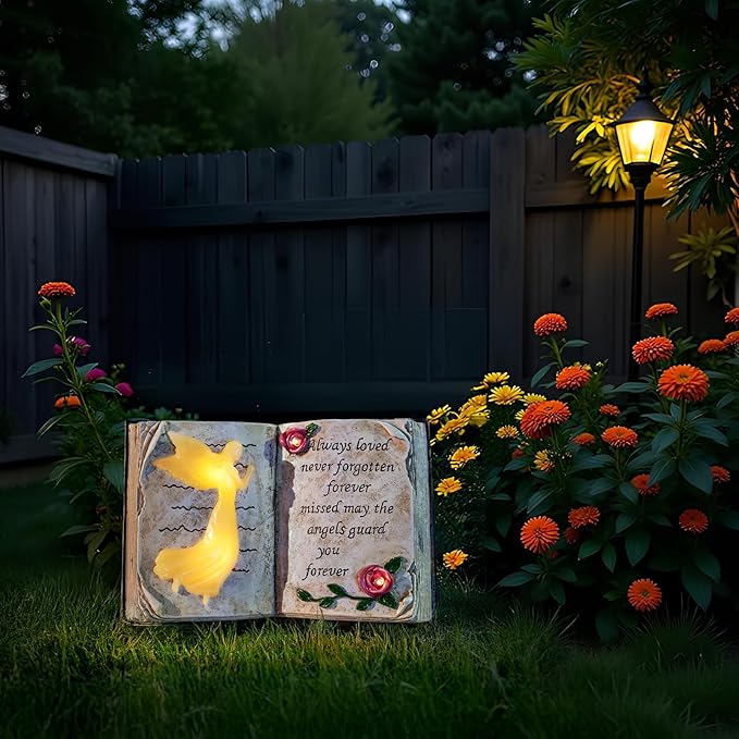 Outdoor Solar Angel Garden Stakes Lights, Waterproof Memorial Grave Decorations Gifts for Cemetery Outdoors Lawn Yard Home Patio Decor