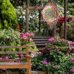 Wind Spinners Outdoor Mandala Lucky Star,Laser Cut Metal Kinetic Art Wind Spinner Gift for Christmas,12In Stainless Steel Hanging Yard&Garden 3D Wind Sculpture Decorations Indoor Spinners