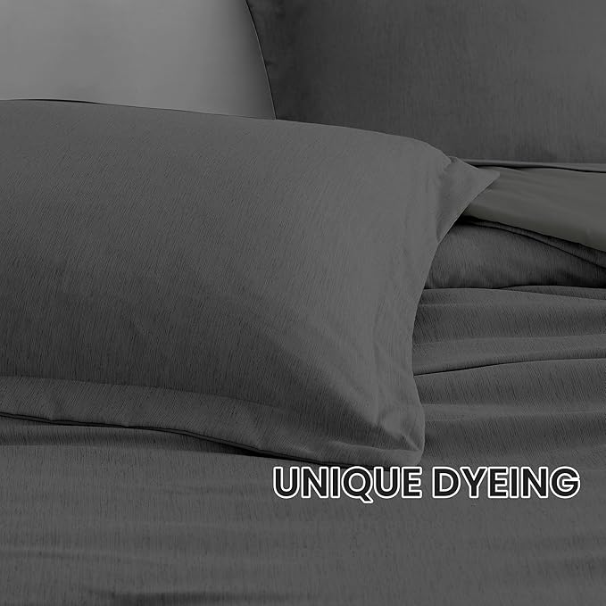 Monbix California King Comforter Set - 7 Pieces Cationic Dyeing Dark Grey Bed in a Bag Cal King Bed Sets with Comforter, Sheets, Pillowcases & Shams, Reversible Bedding Comforters Sets (108 * 92)